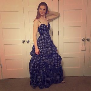 Black and white polka dot formal dress